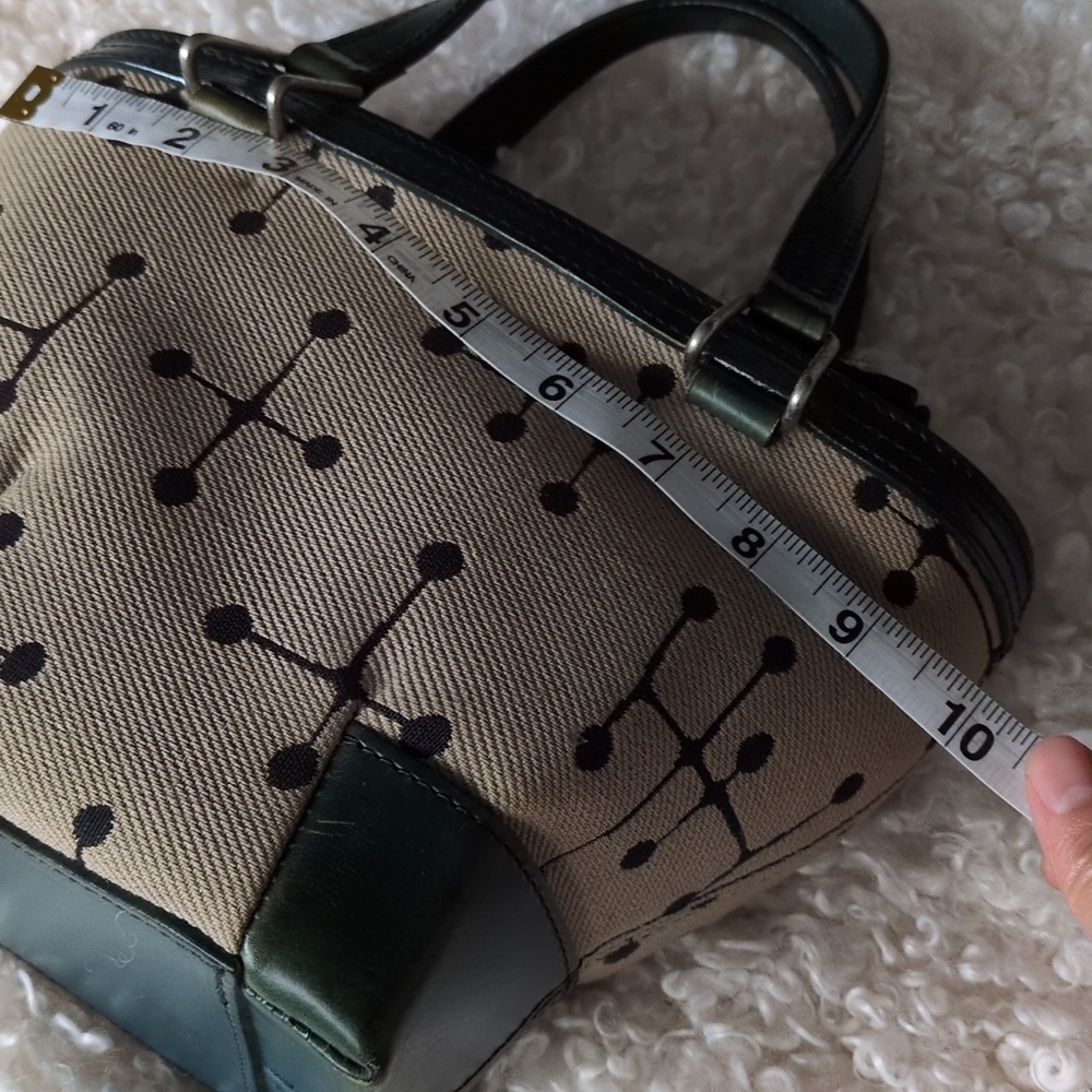 Efffy Canvas Tote Bag with Dark Green Leather Trim - Picture 8 of 11